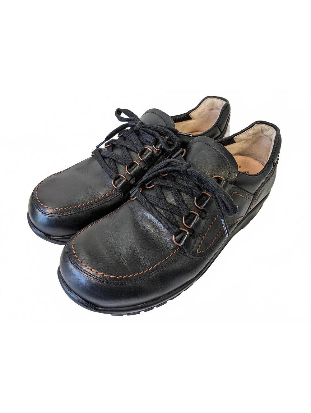 Finn Comfort Men Walking Shoes Germany Black Leather Wide 10